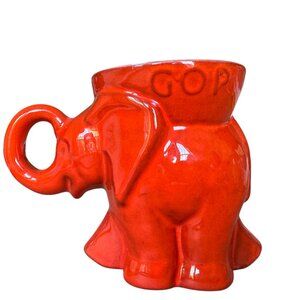 Vtg Frankoma Pottery Mug Elephant Republican Political GOP 1969 Nixon Agnew